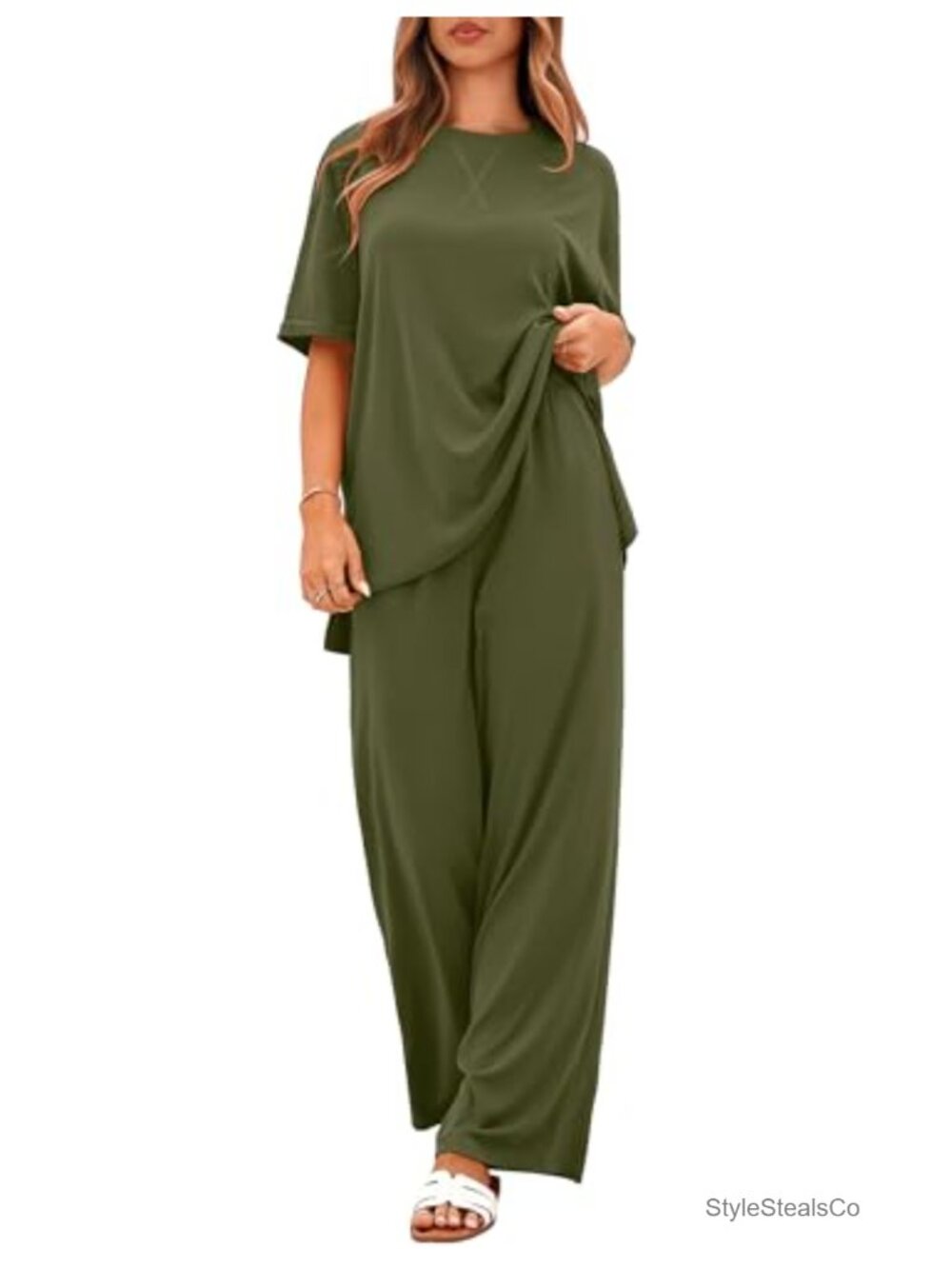 Two Piece Lounge Set Oversized Short Sleeve Travel Outfit